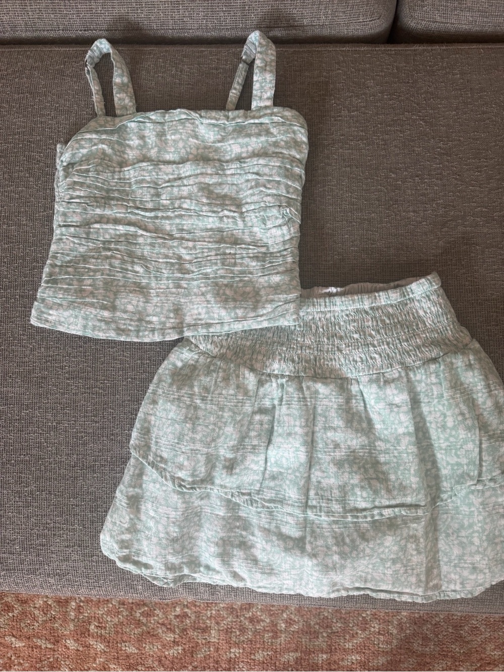 Abercrombie kids Light Mint Floral Linen-Look Top & Skirt Set
